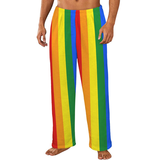 Rainbow Flag Inspired Men's Flannel Pajama Trousers Style-2 Printed in the USA