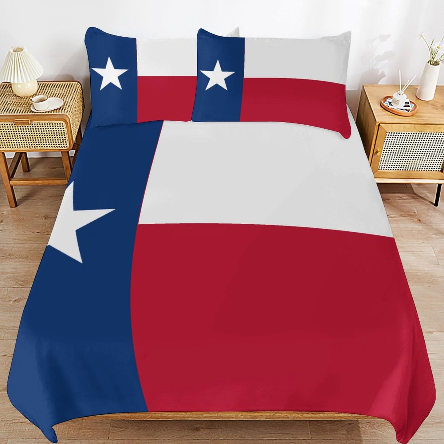Texas Flag Inspired 3-Piece Bedding Set (1 Duvet Cover + 2 Pillow Shams) – 102"×90"