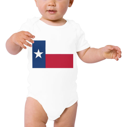 Texas Flag Baby Short Sleeve Unisex Bodysuits (Made in USA）
