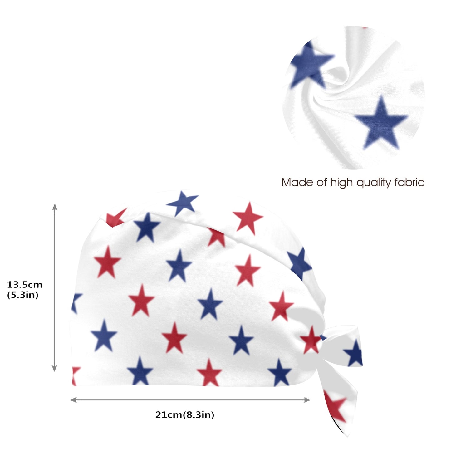 USA/American Flag Inspired Red & Blue Stars Pattern Scrub Cap | Ships from USA