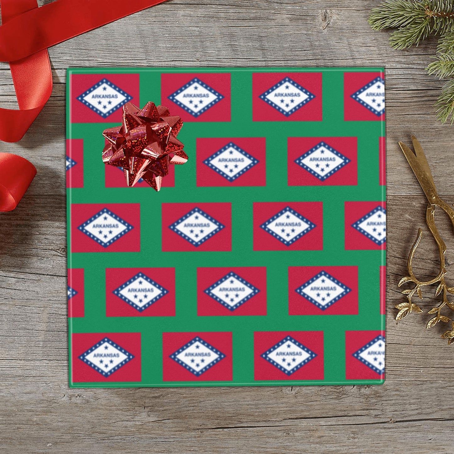 Arkansas Flag Custom Gift Wrapping Paper 58"x 22.5" (4 Rolls)