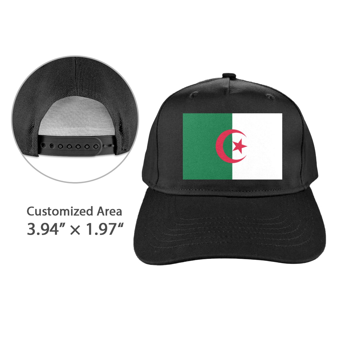 Algeria Flag Inspired Baseball Cap | Printed in the USA