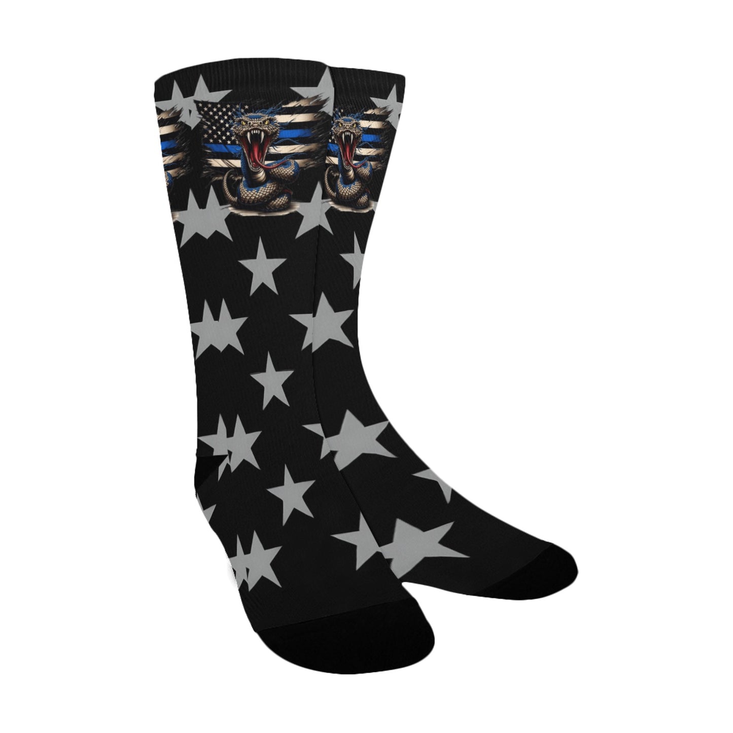 Thin Blue Line Flag Inspired Snake Women's Custom  Socks | Ships from USA