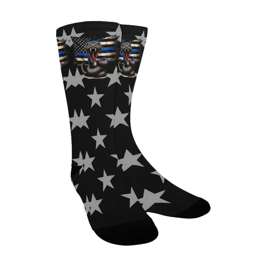 Thin Blue Line Flag Inspired Snake Women's Custom  Socks | Ships from USA