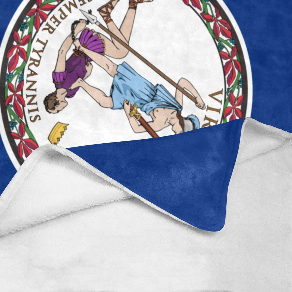 Blue and white blanket featuring state seal by Luv My Flag.