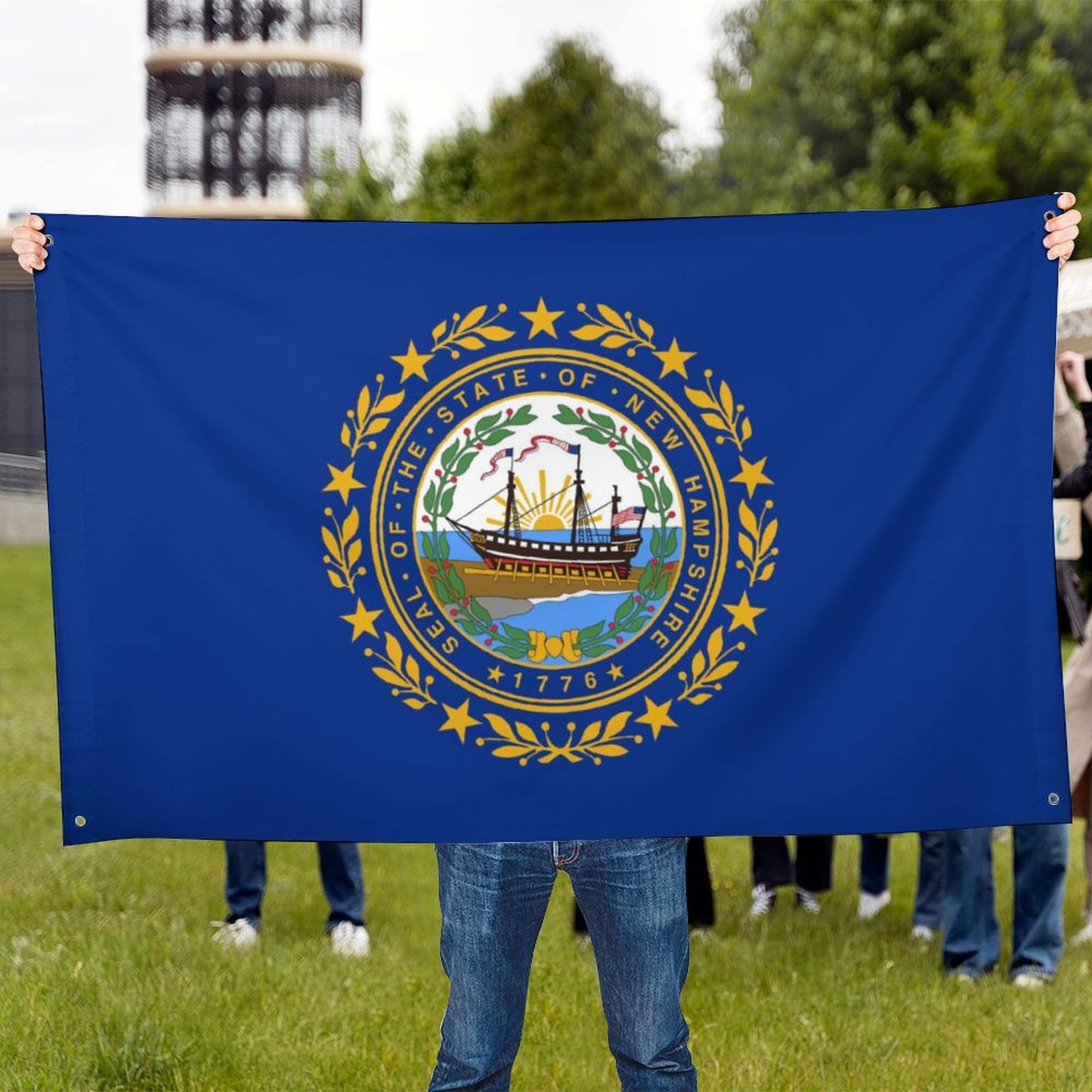 New Hampshire Flag Inspired Wall Mount Flag with Four Grommets (35x59 in)