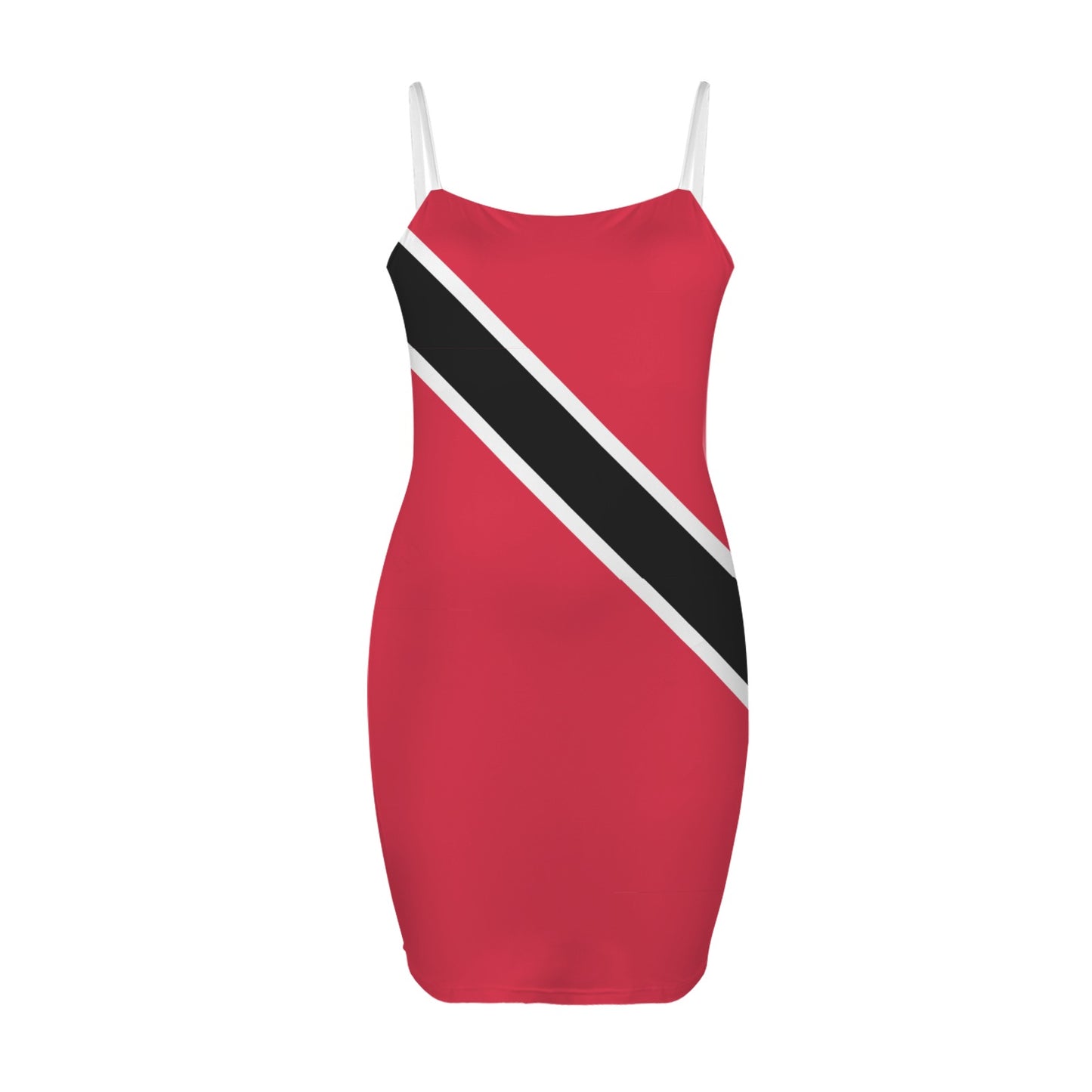 Trinidad and Tobago Flag Inspired Backless Spaghetti Strap Bodycon Dress