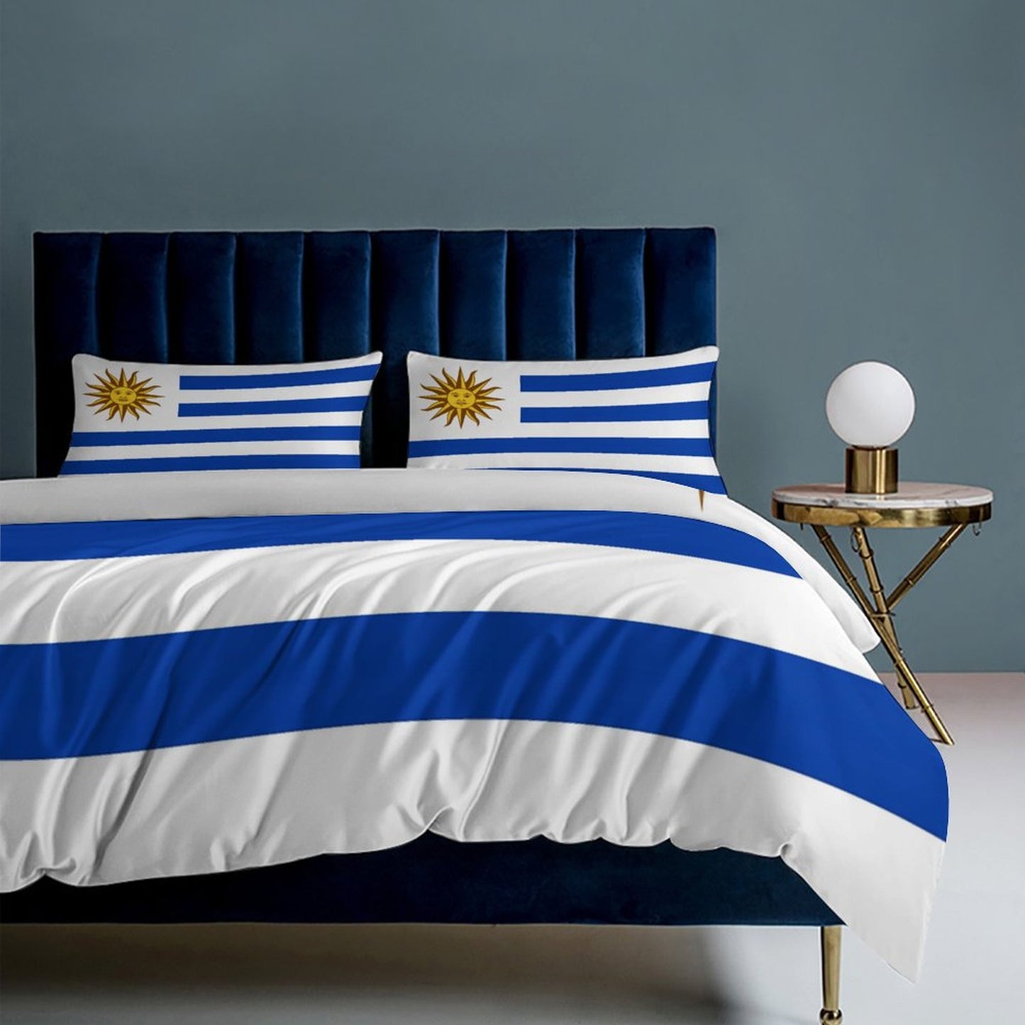 Uruguay Flag Inspired 3-Piece Bedding Set (1 Duvet Cover + 2 Pillow Shams) – 102"×90"