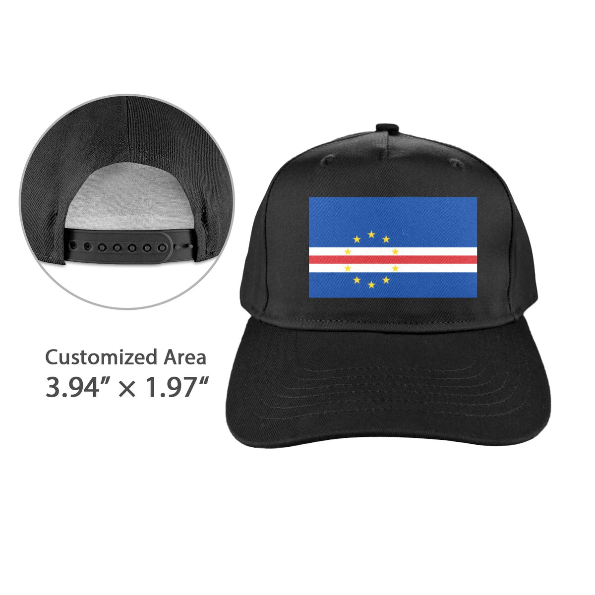 Cape Verde Flag Inspired Baseball Cap | Printed in the  USA