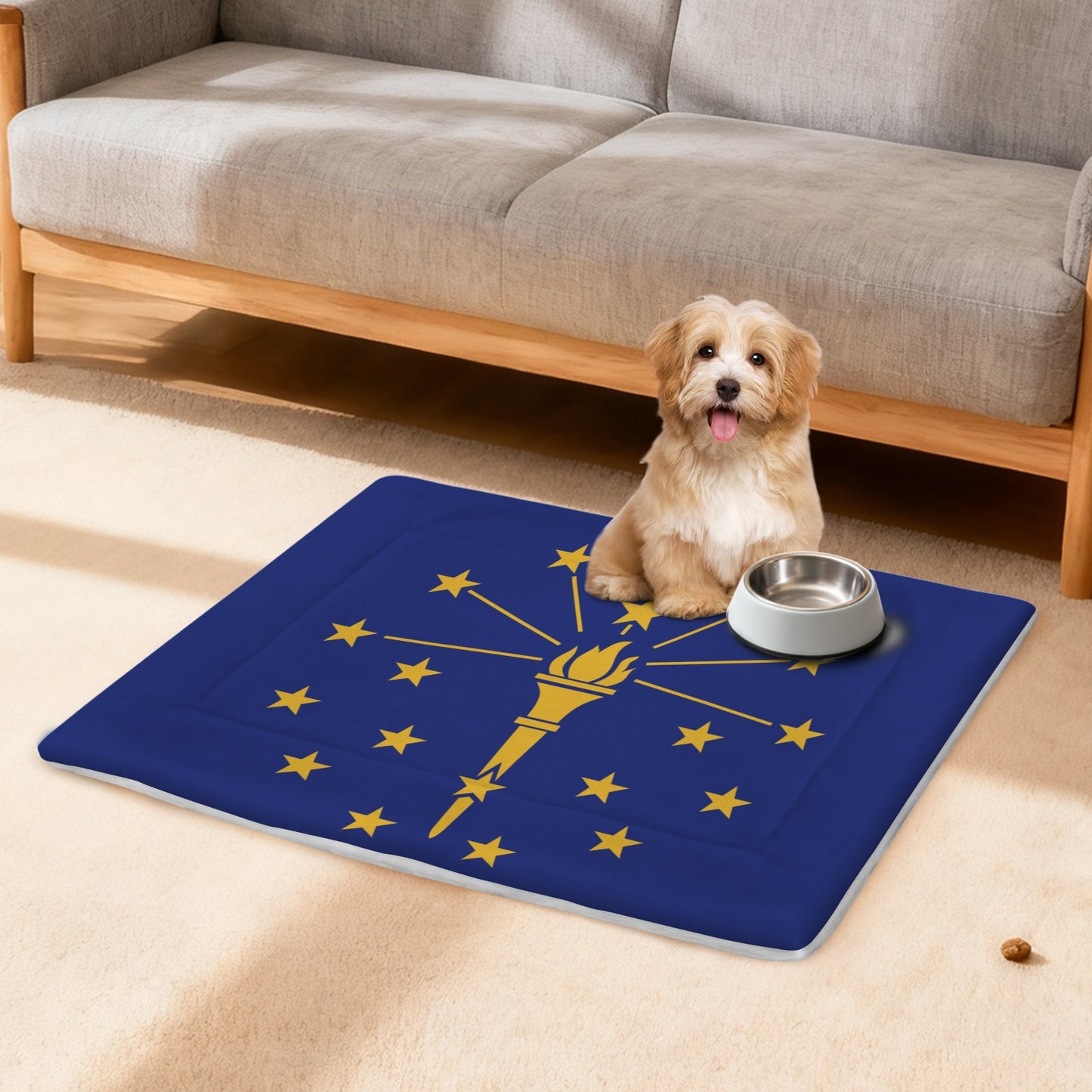 Indiana Flag Inspired Pet Mat 25x18inch (Made in the USA)