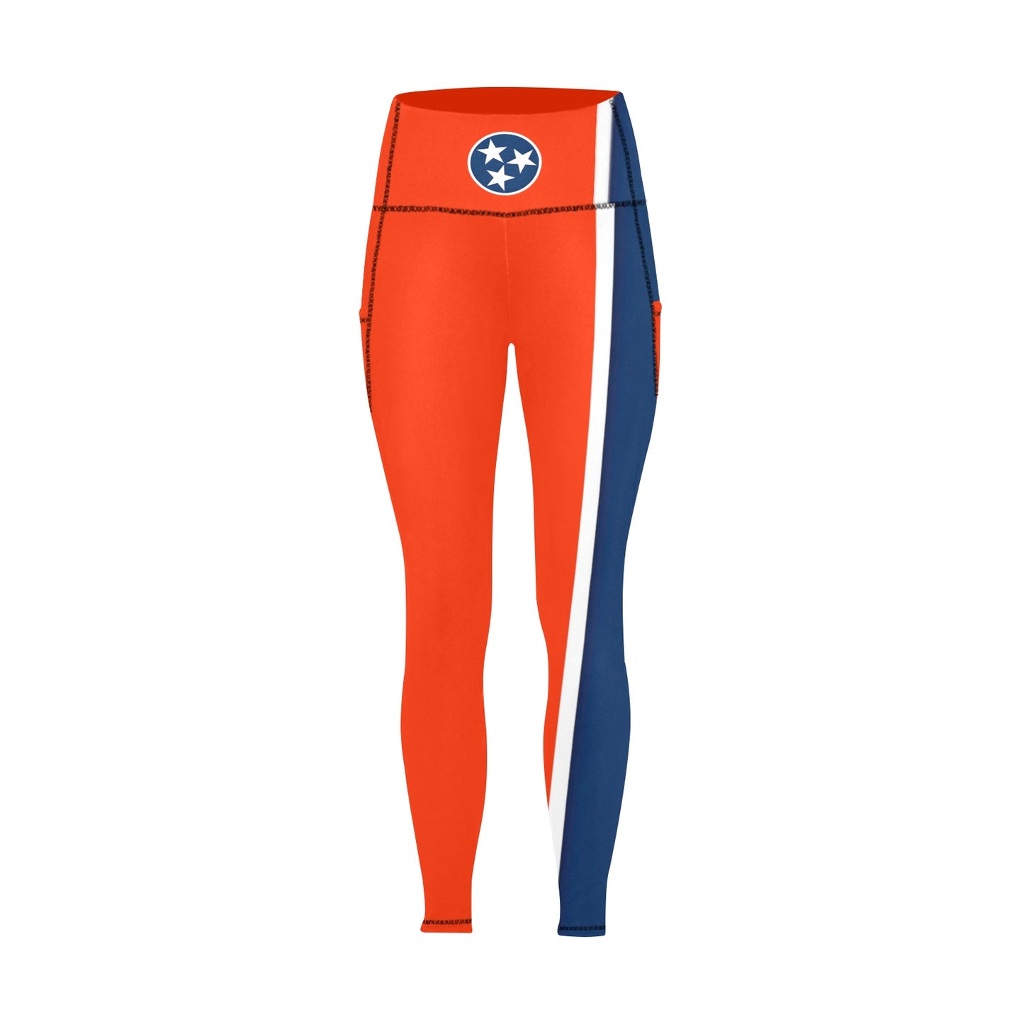 Tennessee Flag Inspired Women’s High Waist Leggings with Pockets