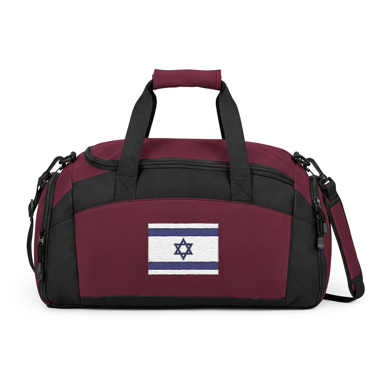 Isreal Flag Gym Bag — Black Duffle with Embroidered Israel Flag