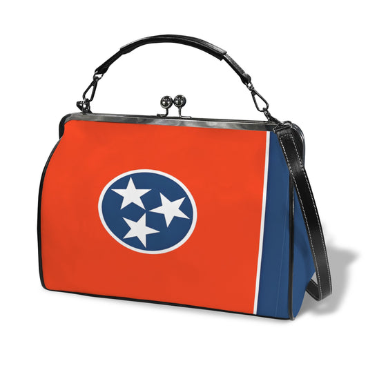 Tennessee Flag Inspired Kisslock Crossbody Shoulder Bag-Large