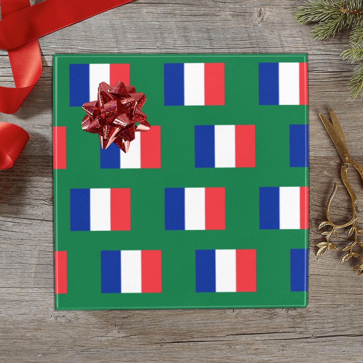 France Flag Inspired Custom Gift Wrapping Paper 58"x 22.5" (4 Rolls)
