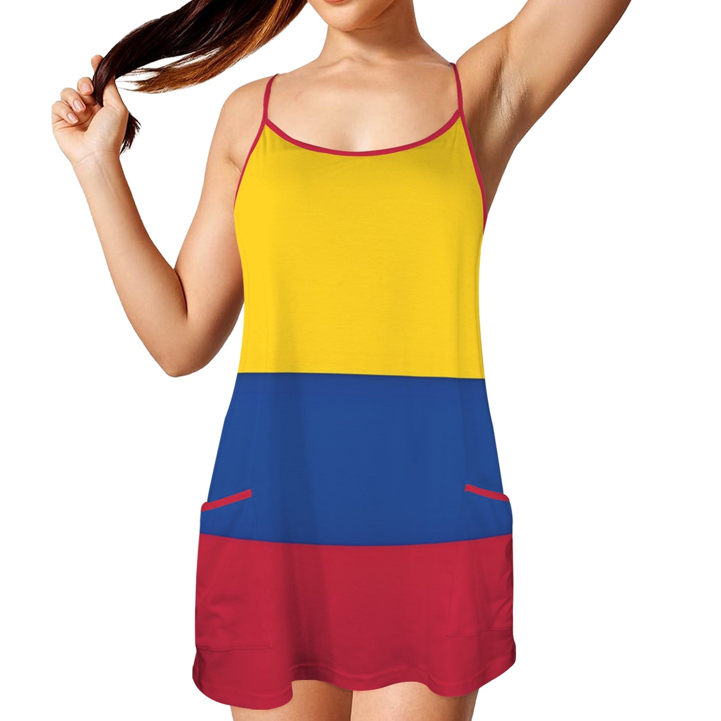 Colombia Flag Inspired Women's Double-Layered Camisole Dress