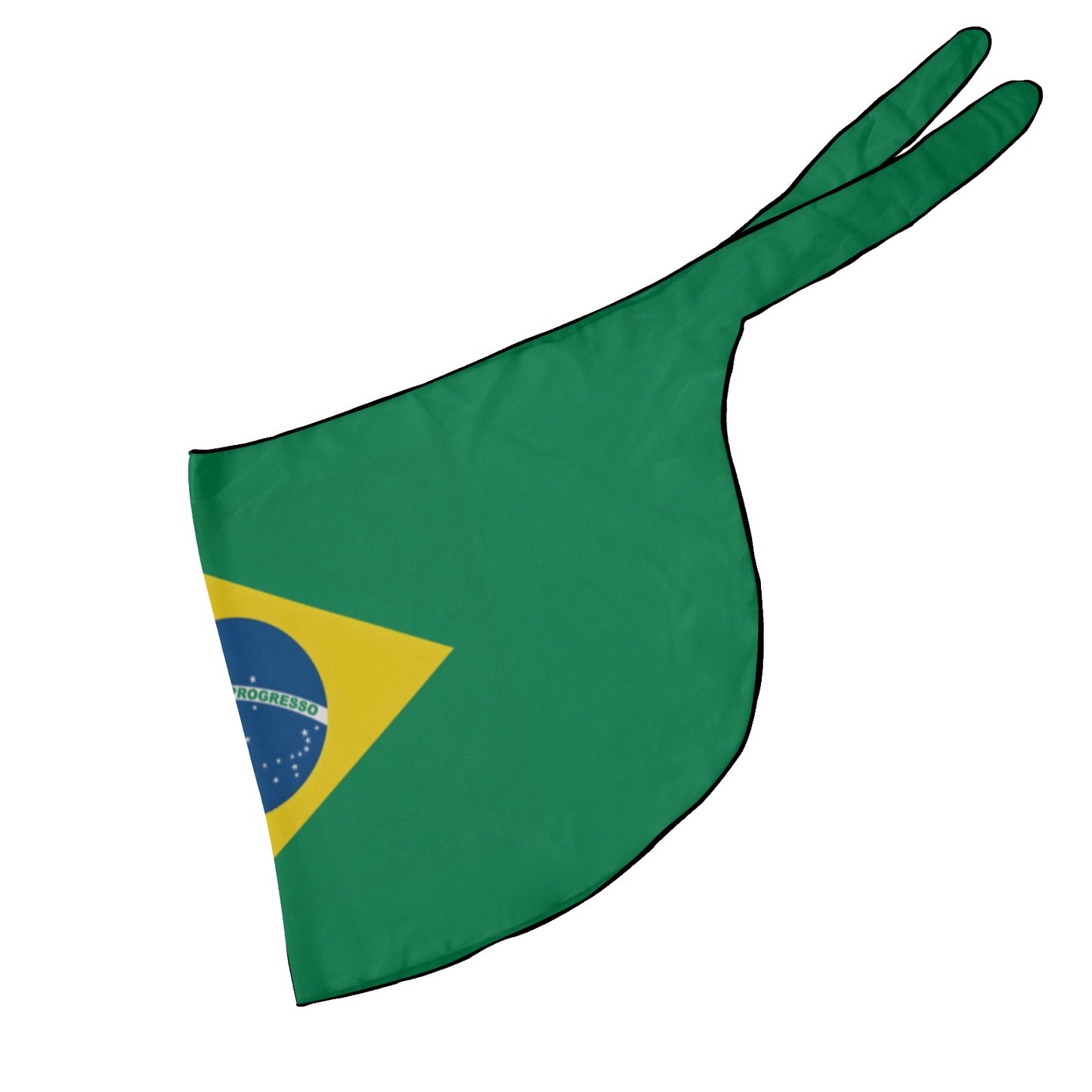[Brand] Brazilian flag ear bonnet, green with yellow accents.