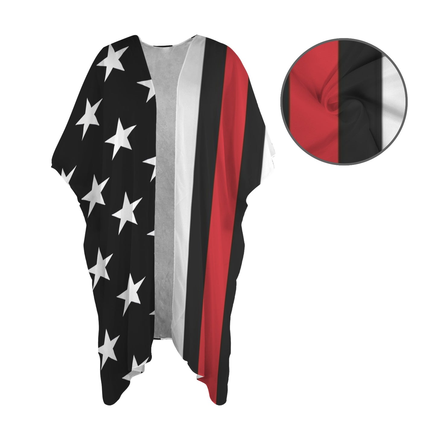Thin Red Line Flag Inspired Women's Long Cover Up
