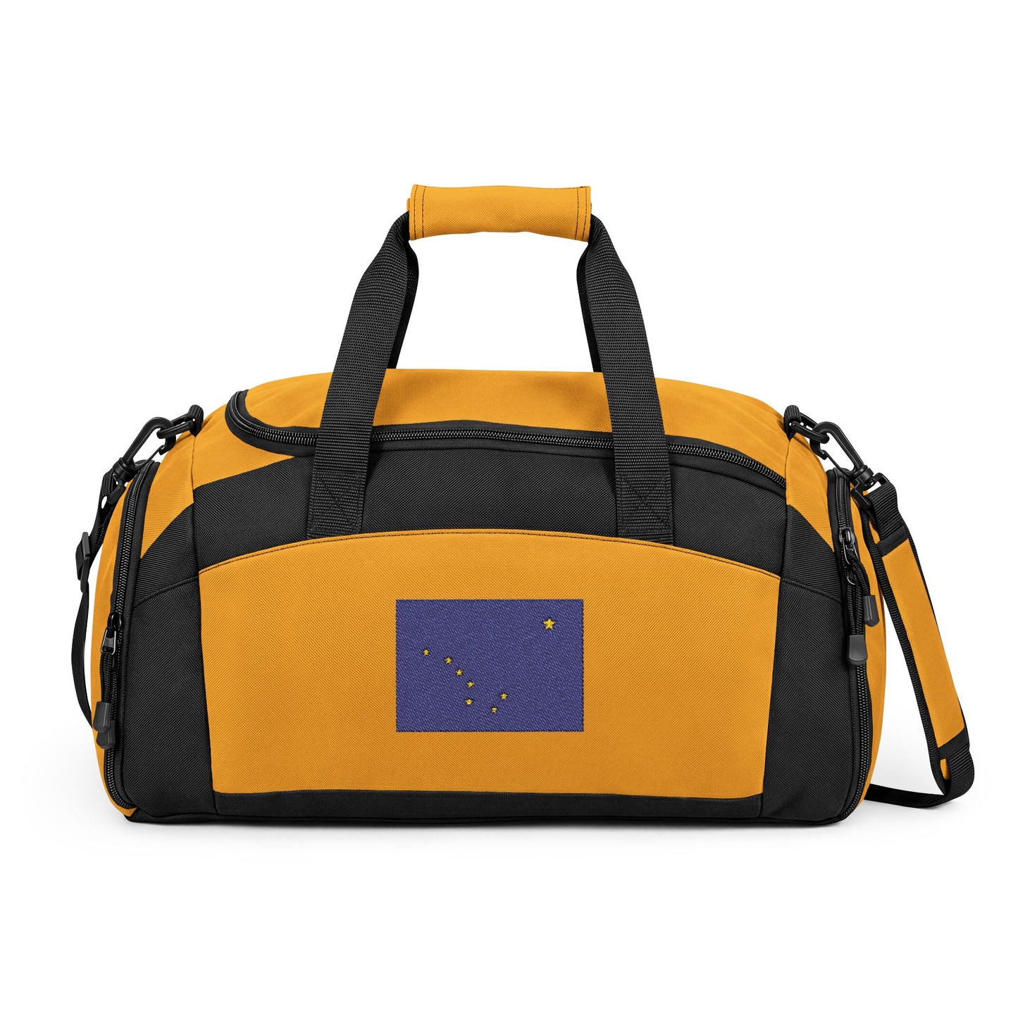 Alaska Flag Gym Bag — Black Duffle with Embroidered Alaska Flag