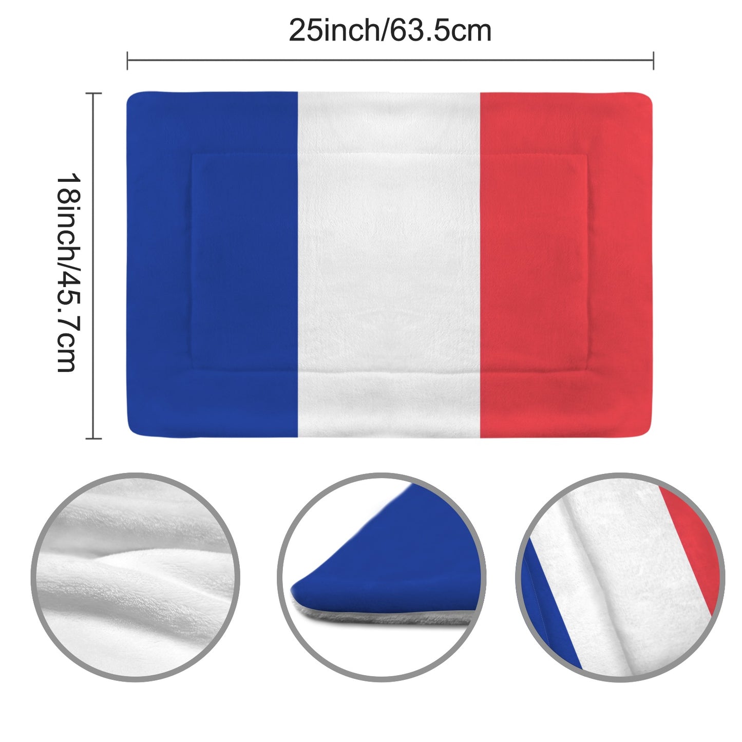 France Flag Inspired Pet Mat 25x18inch (Made in the USA)