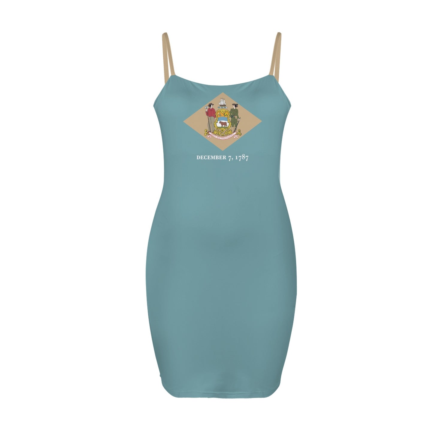 Delaware Flag Inspired Backless Spaghetti Strap Bodycon Dress