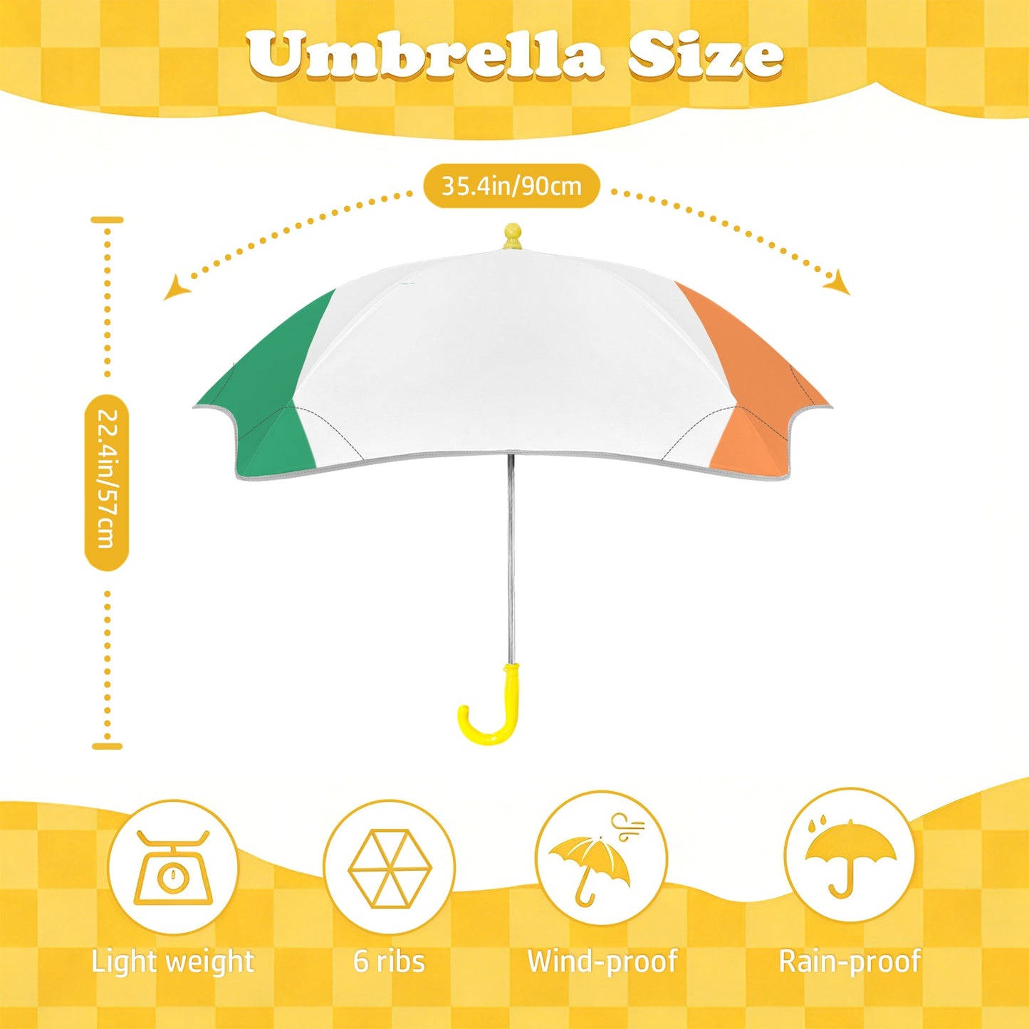 Ireland Flag Inspired Kids Safe Round Corner Umbrella