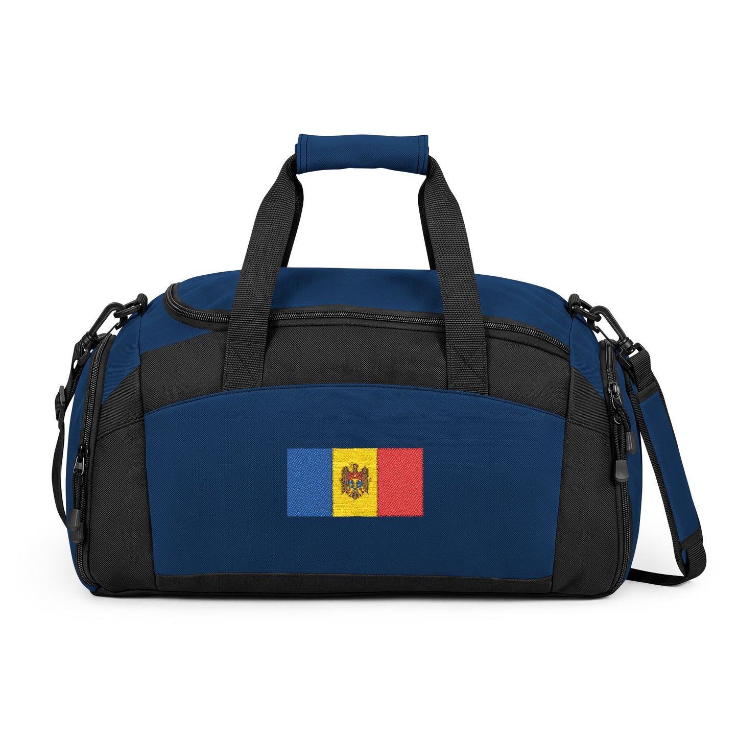 Moldova Flag Gym Bag — Black Duffle with Embroidered Moldova Flag