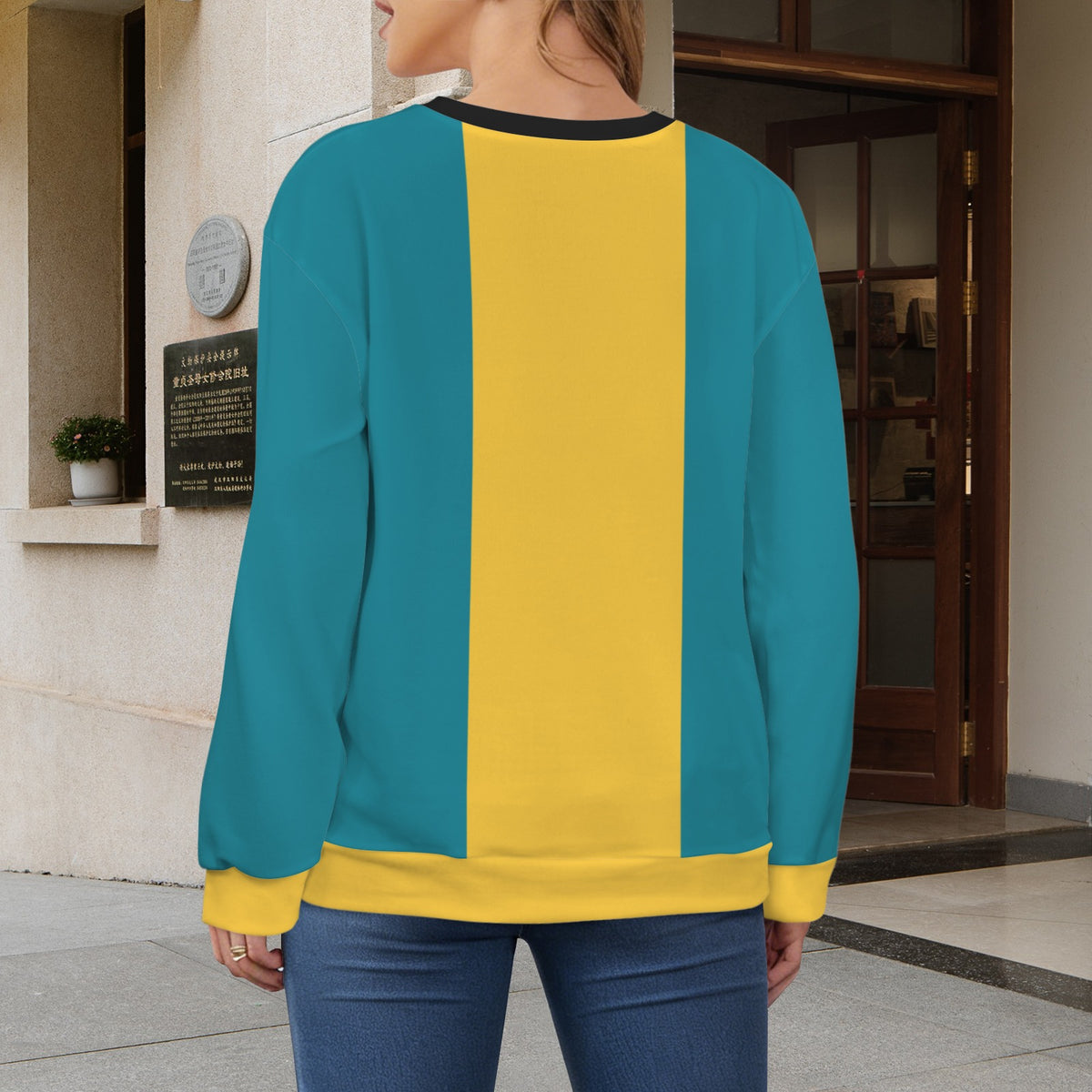 Bahamas Flag Inspired Women's Crew Neck Sweater Printed in the USA