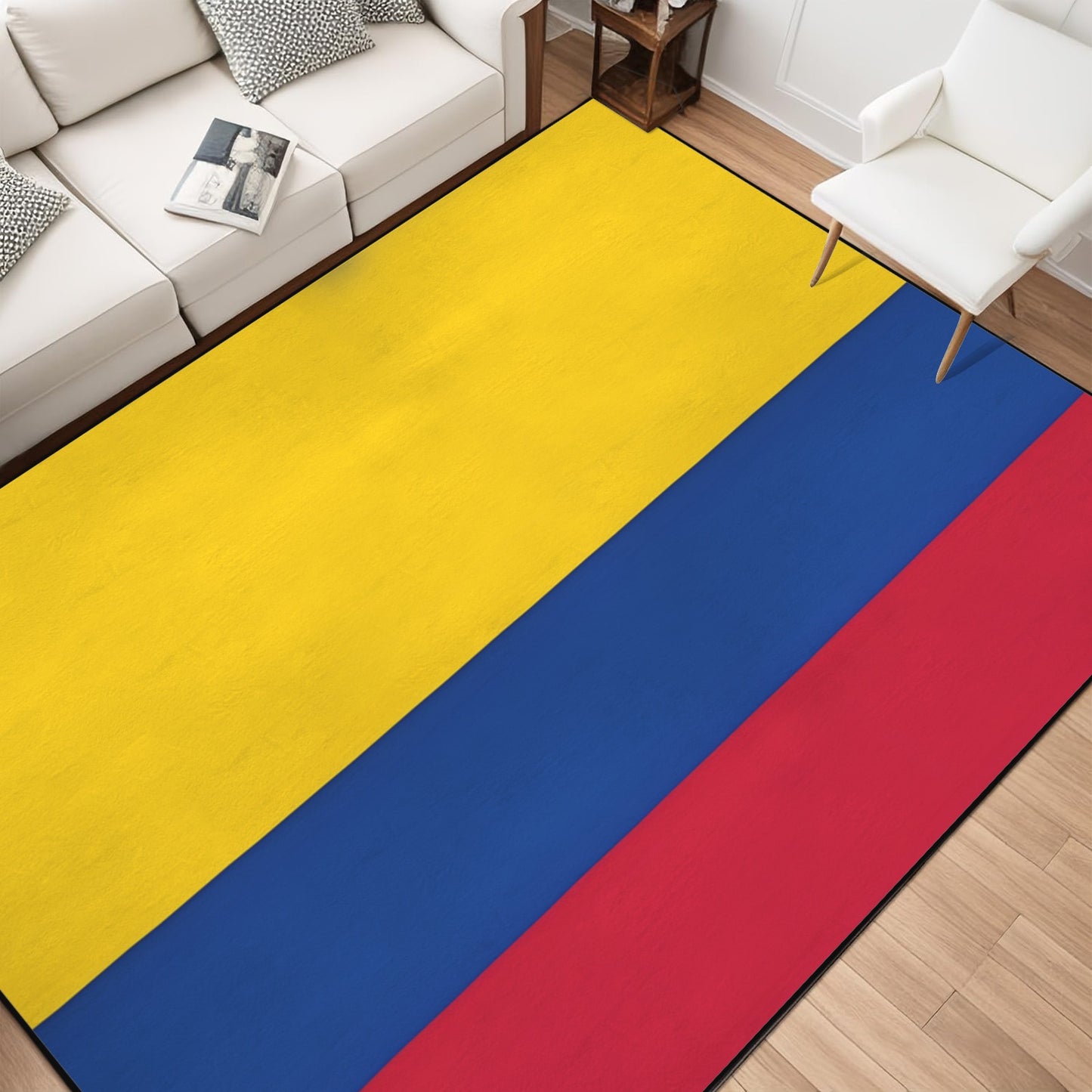 Colombia Flag Inspired 84x60 Inch Area Rug with Black Binding (Made in the USA)