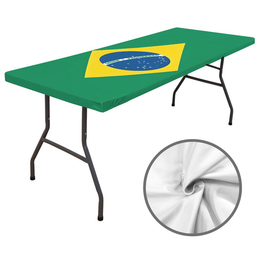 Brazil Flag Inspired Custom Elastic Fitted Tablecloth 72x30 inch (Made in the USA)