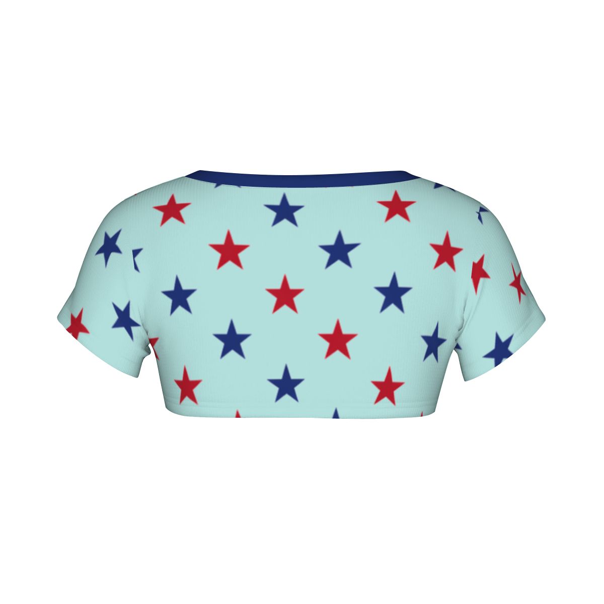 USA/American Flag Inspired Red & Blue Stars on Aqua Women's 1/2 Cut Short Sleeve T-Shirt