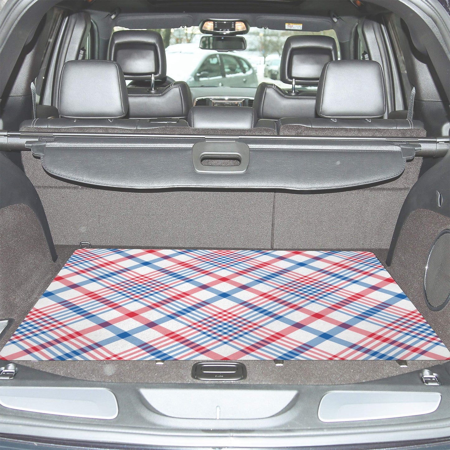 USA/American Flag Inspired Plaid Pattern Car Trunk Mat 100 × 75 cm / 39.4 × 30 in Printed in the USA