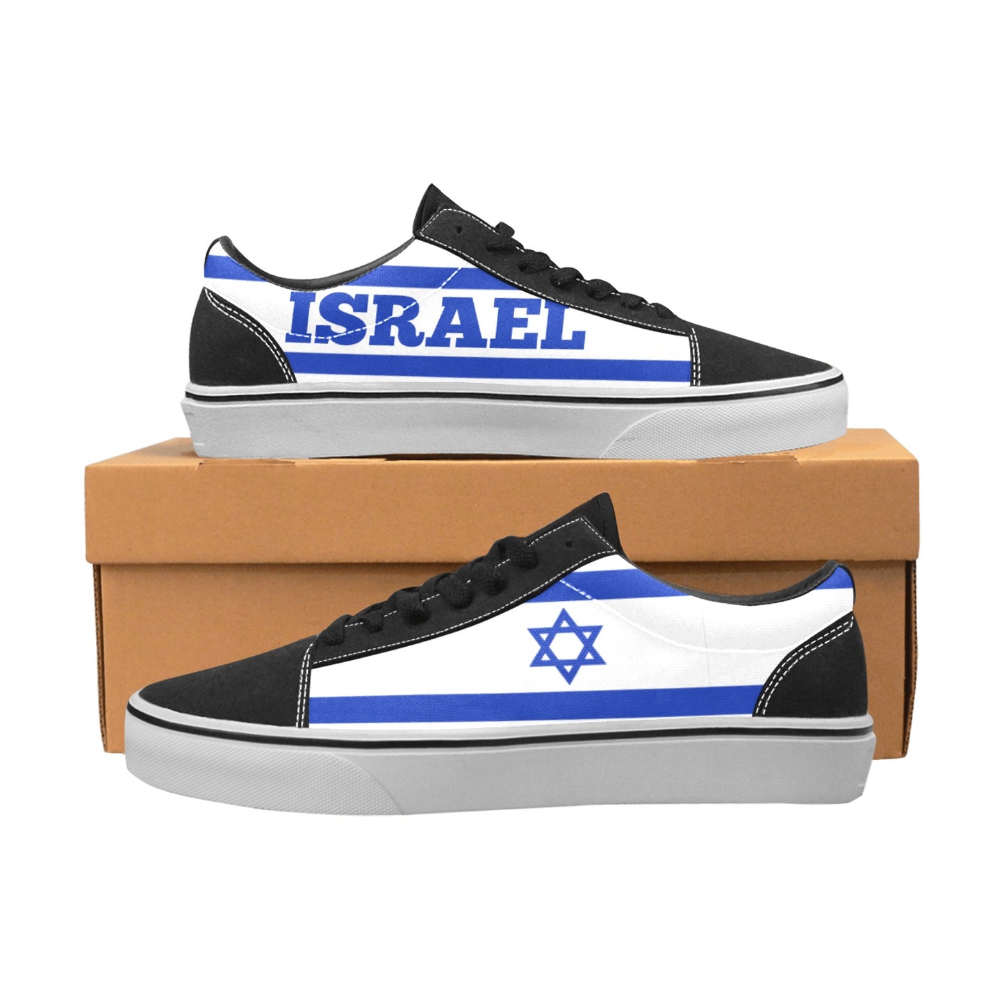 Israel Flag Inspired Men's Lace-Up Canvas Shoes