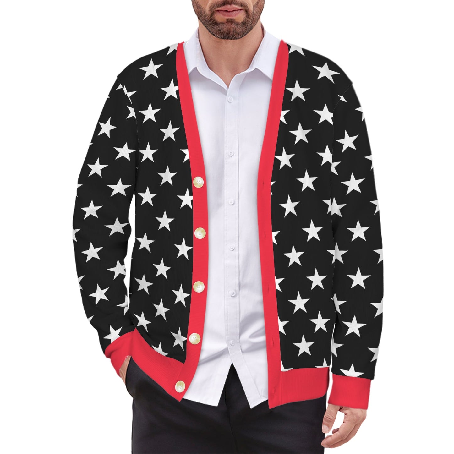Thin Red Line Flag Inspired Men's Cardigan