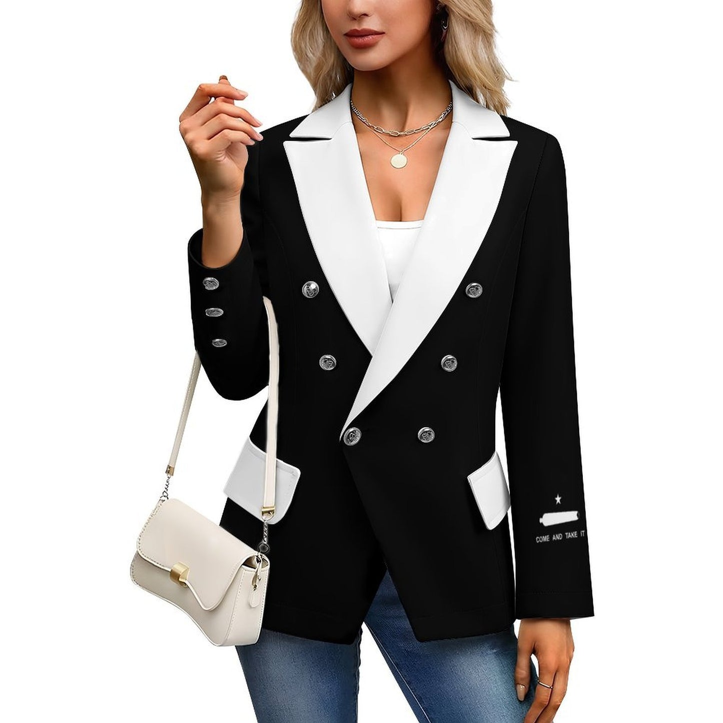 Come and Take It Flag Inspired Women’s Double Breasted Blazer