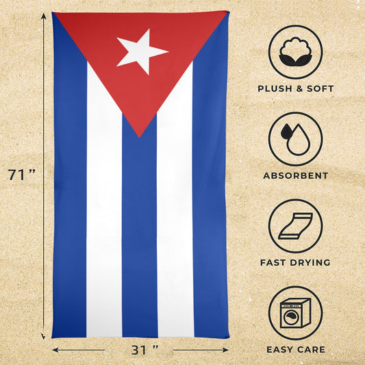 Cuba Flag Beach Towel 31"x71" (Made in USA)