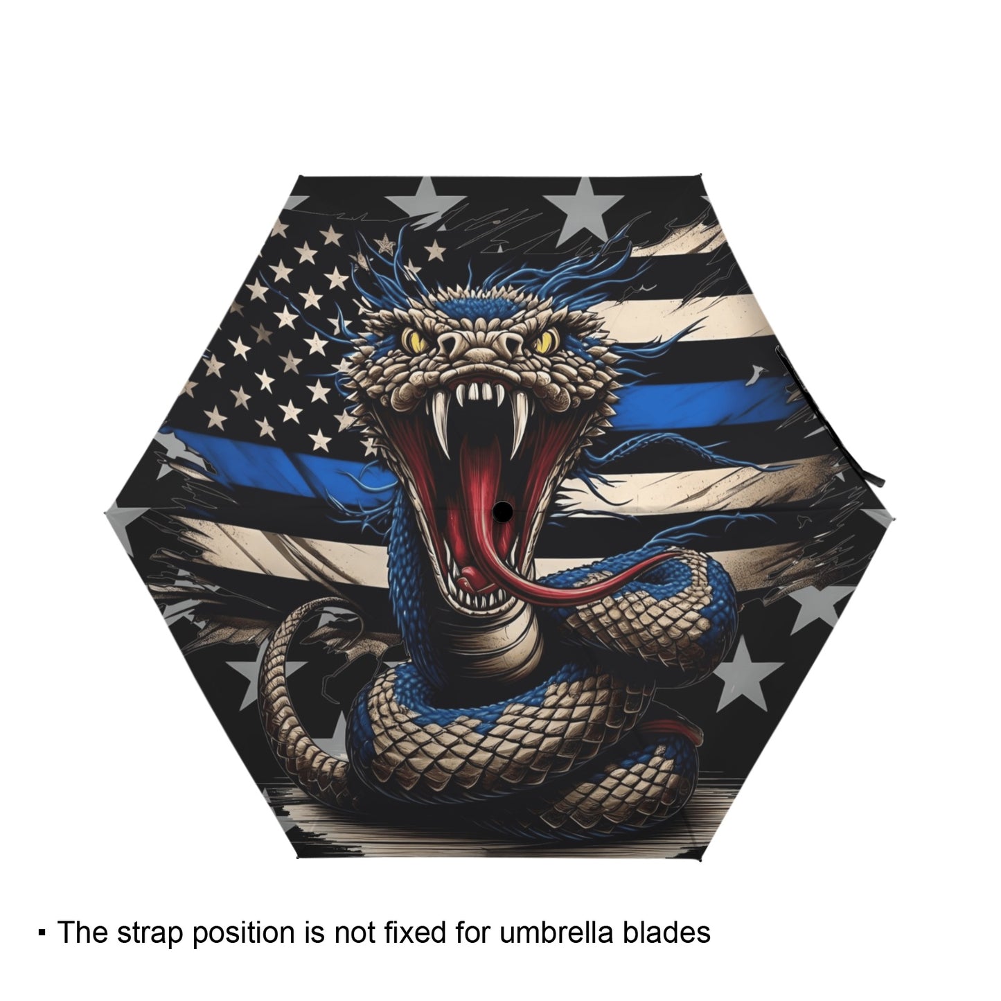 Thin Blue Line Flag Inspired Snake Mini Compact Umbrella