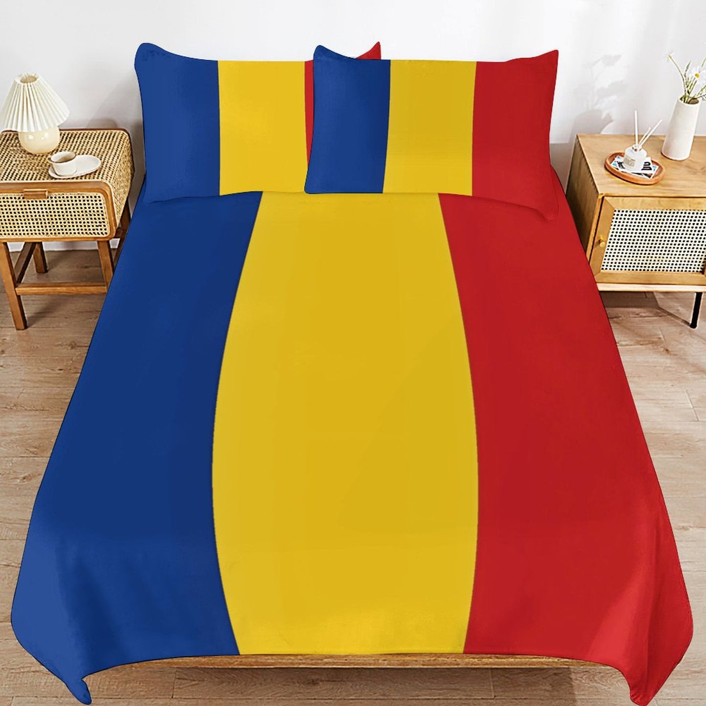Romania Flag Inspired 3-Piece Bedding Set (1 Duvet Cover + 2 Pillow Shams) – 102"×90"