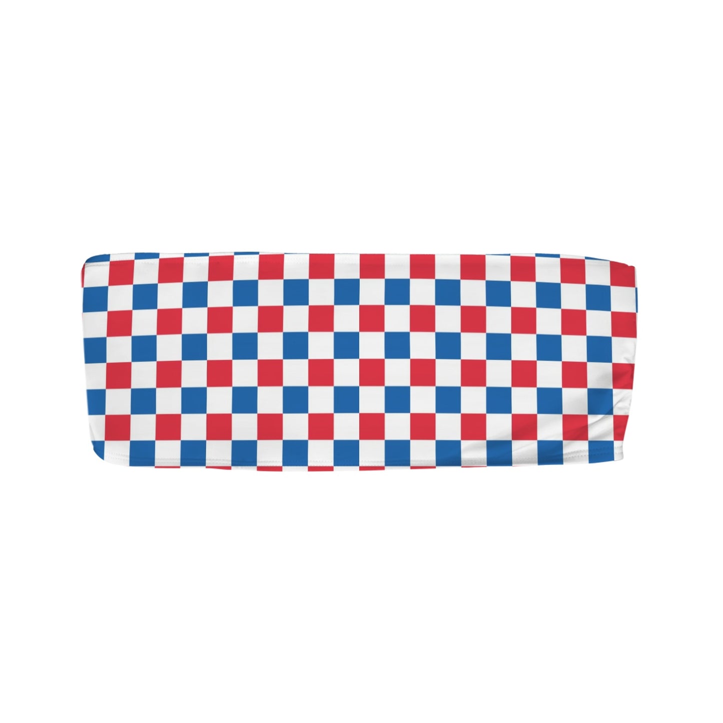 USA/American Flag Inspired Checkered Pattern Flag Inspired Bandeau Tube Bikini Top