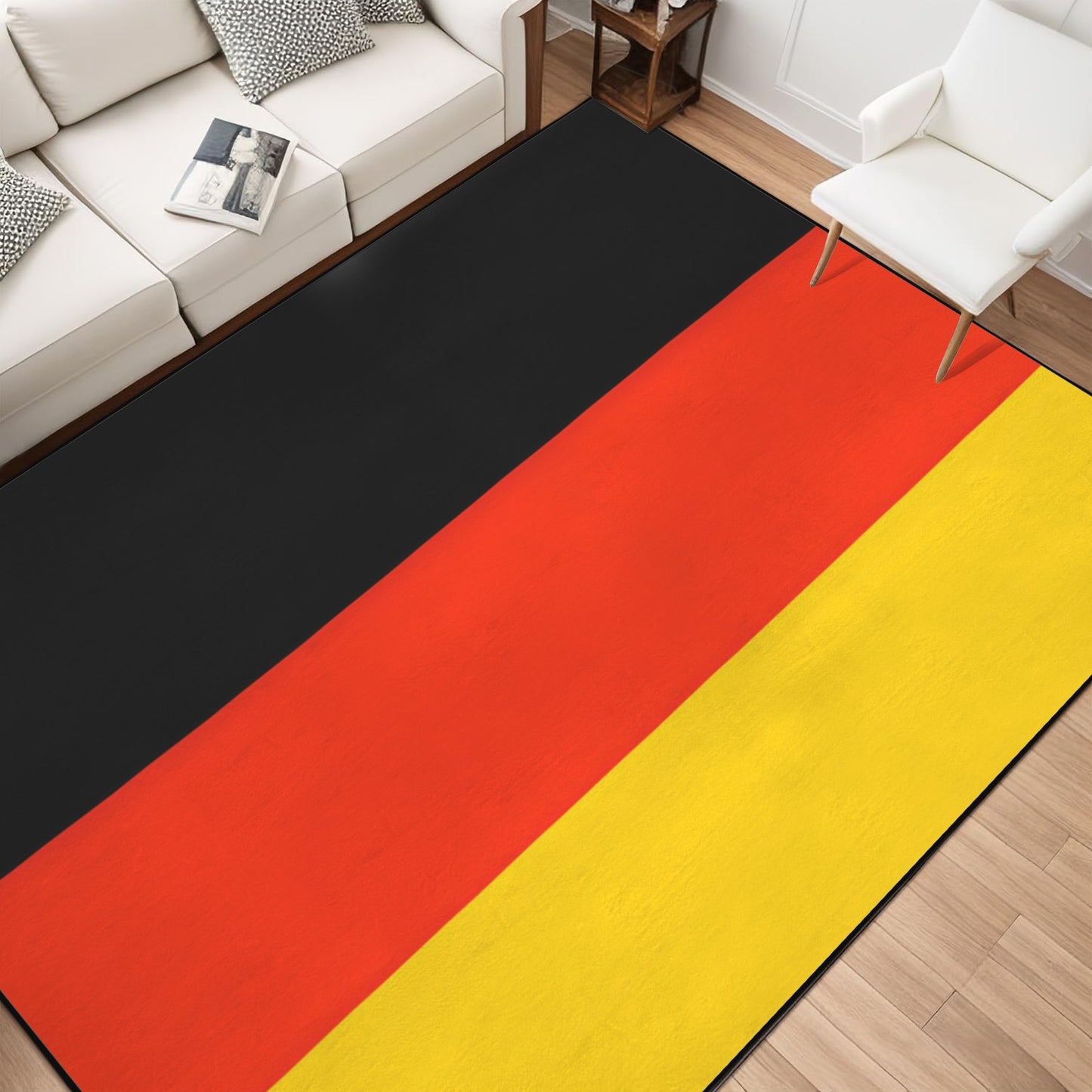 Germany Flag Inspired 84x60 Inch Area Rug with Black Binding (Made in the USA)