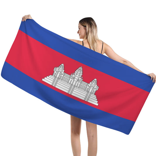 Cambodia Flag Inspired Custom Bath Towel 29"x58"(Made in USA)