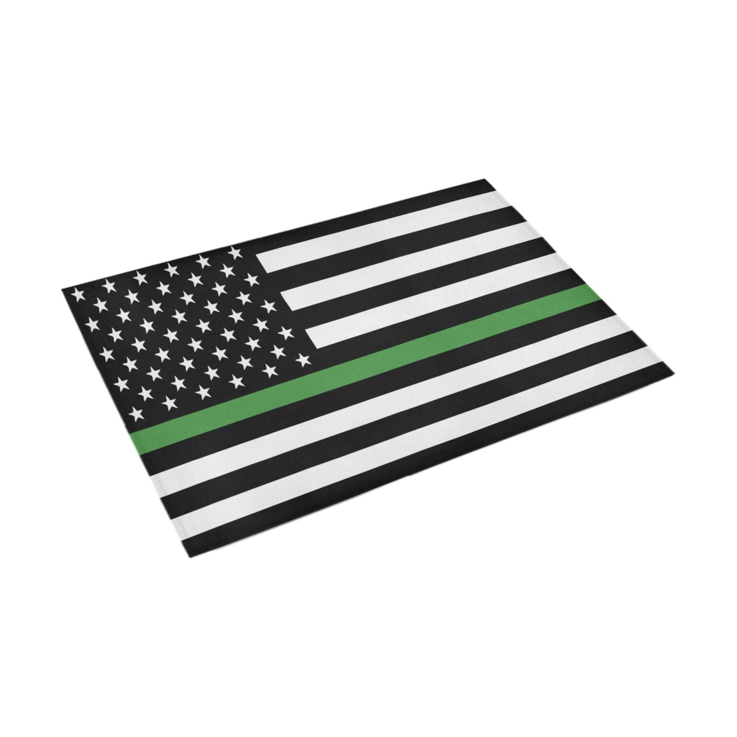 Thin Green Line Flag Inspired Doormat 30" x 18" (Sponge Material)