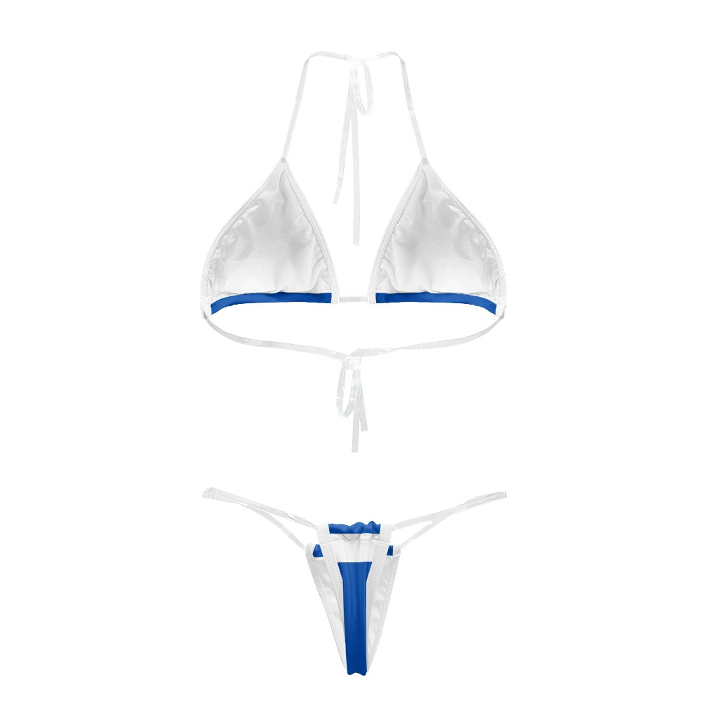 El Salvador Flag Inspired Transparent String Bikini