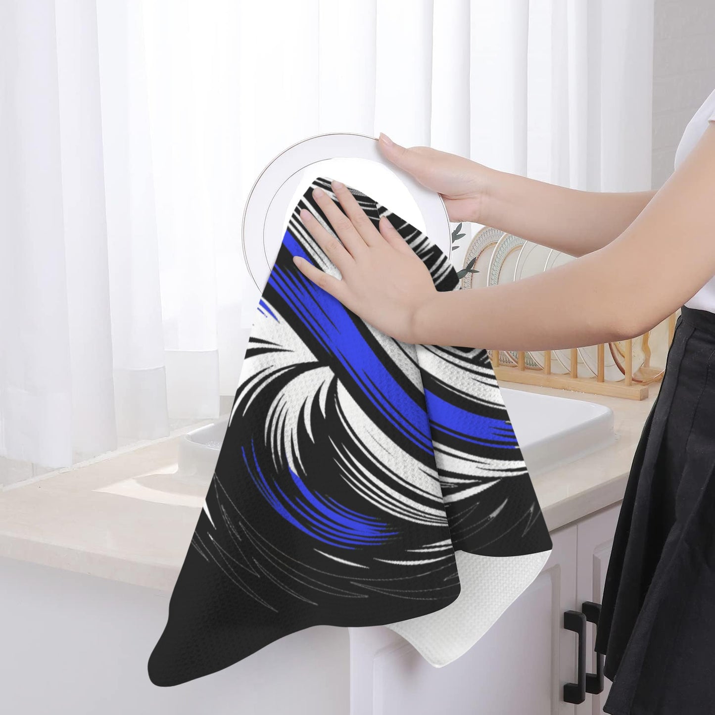 Thin Blue Line Flag Inspired Eagle Kitchen Towel 40X60cm (Pack of 2) (Made in the USA)