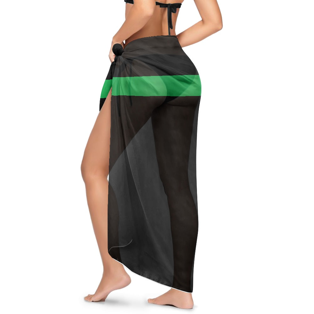 Thin Green Line Flag Inspired Bikini Cover-Up Style-2