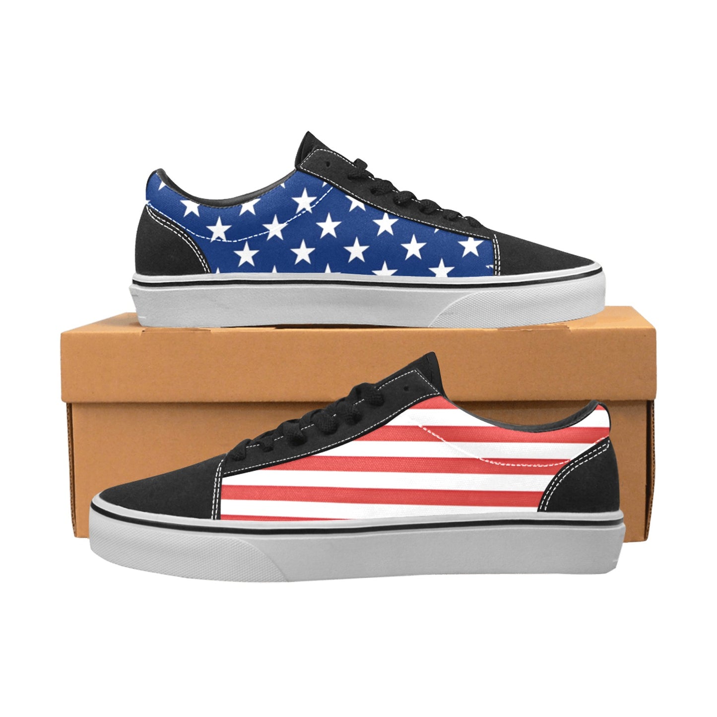 USA/American Flag Inspired Men's Lace-Up Canvas Shoes style-2