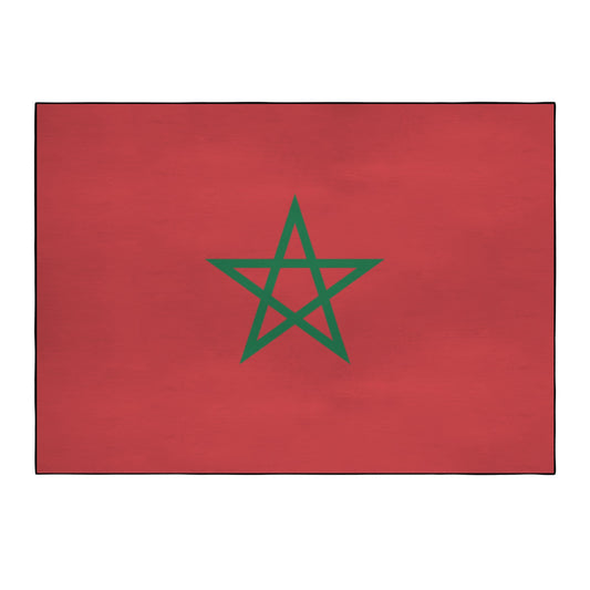 Morocco Flag Inspired 84x60 Inch Area Rug with Black Binding (Made in the USA)