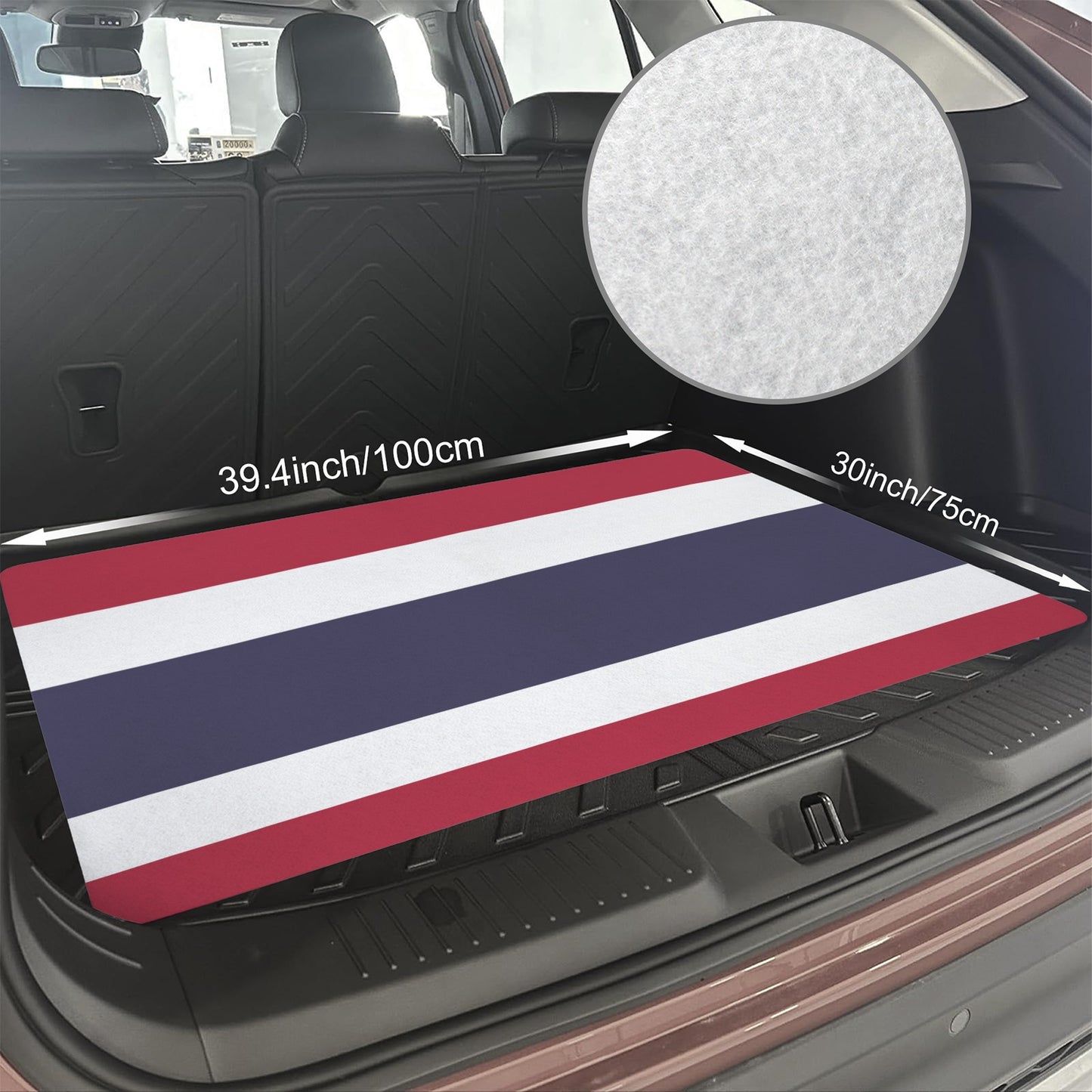 Thailand Flag Inspired Car Trunk Mat 100 × 75 cm / 39.4 × 30 in Printed in the USA
