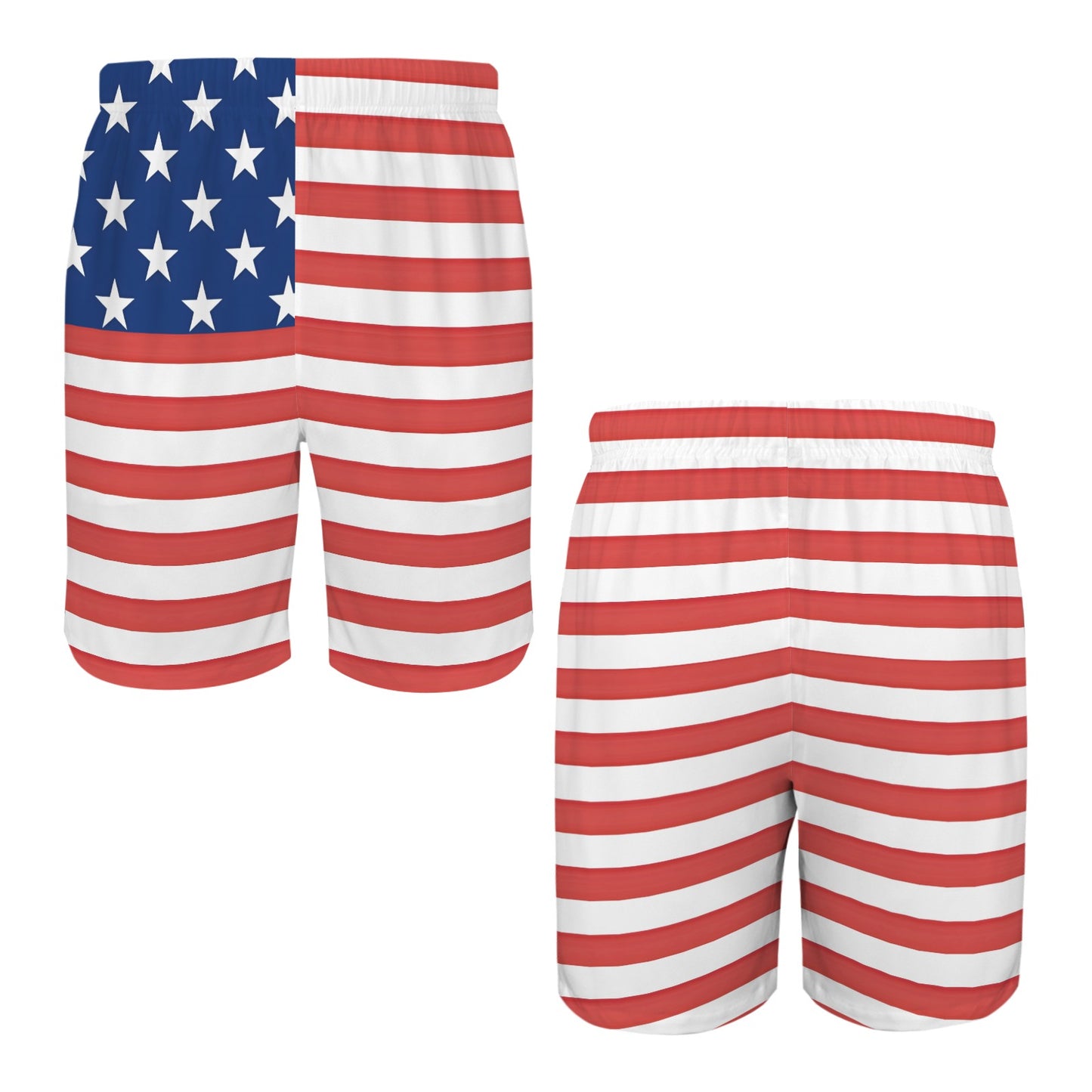 USA/American Flag Inspired Men’s Draw String Pocket Beach Shorts Printed in the USA style-2