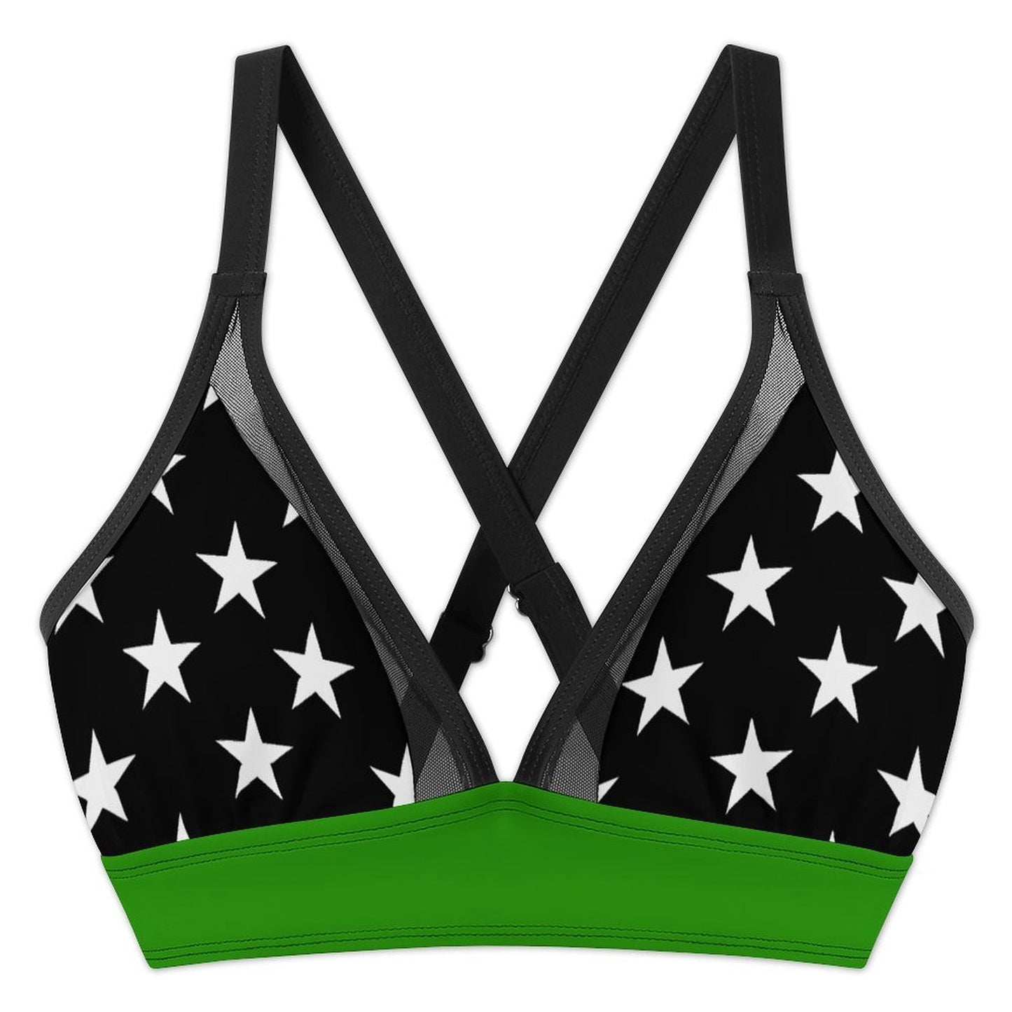Thin Green Line Flag Inspired Style-2 Women's Mesh Drawstring Skirt and Swimsuit Set