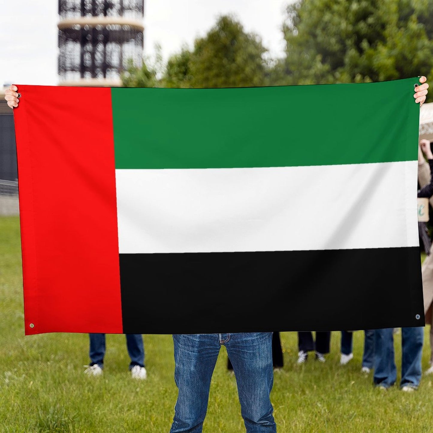 United Arab Emirates Flag Inspired Wall Mount Flag with Four Grommets (35x59 in)